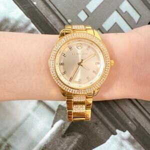 Michael Kors MK4575 Tibby Three-Hand Glitz Gold Steel Strap Watch